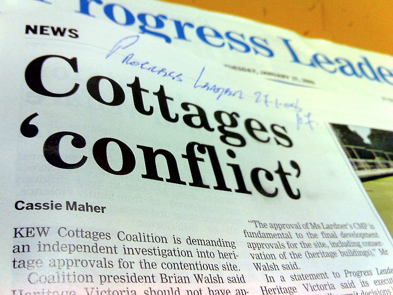 Cottages 'conflict', Progress Leader, 27-1-08p7