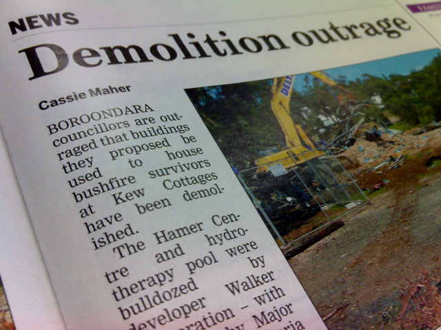 Demolition Outrage, Progress Leader