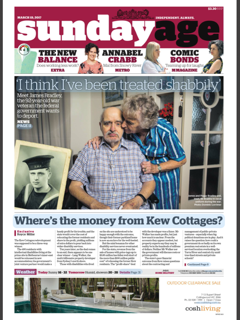The Sunday Age - Where's the money from Kew
              Cottages?