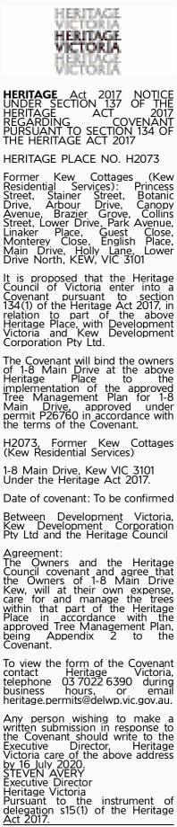 Public
                                                          Notice H2073
                                                          Covenant